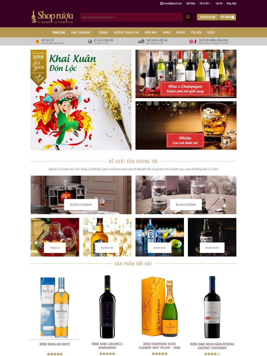 Mẫu Giao diện website Bán hàng - Shop rượu