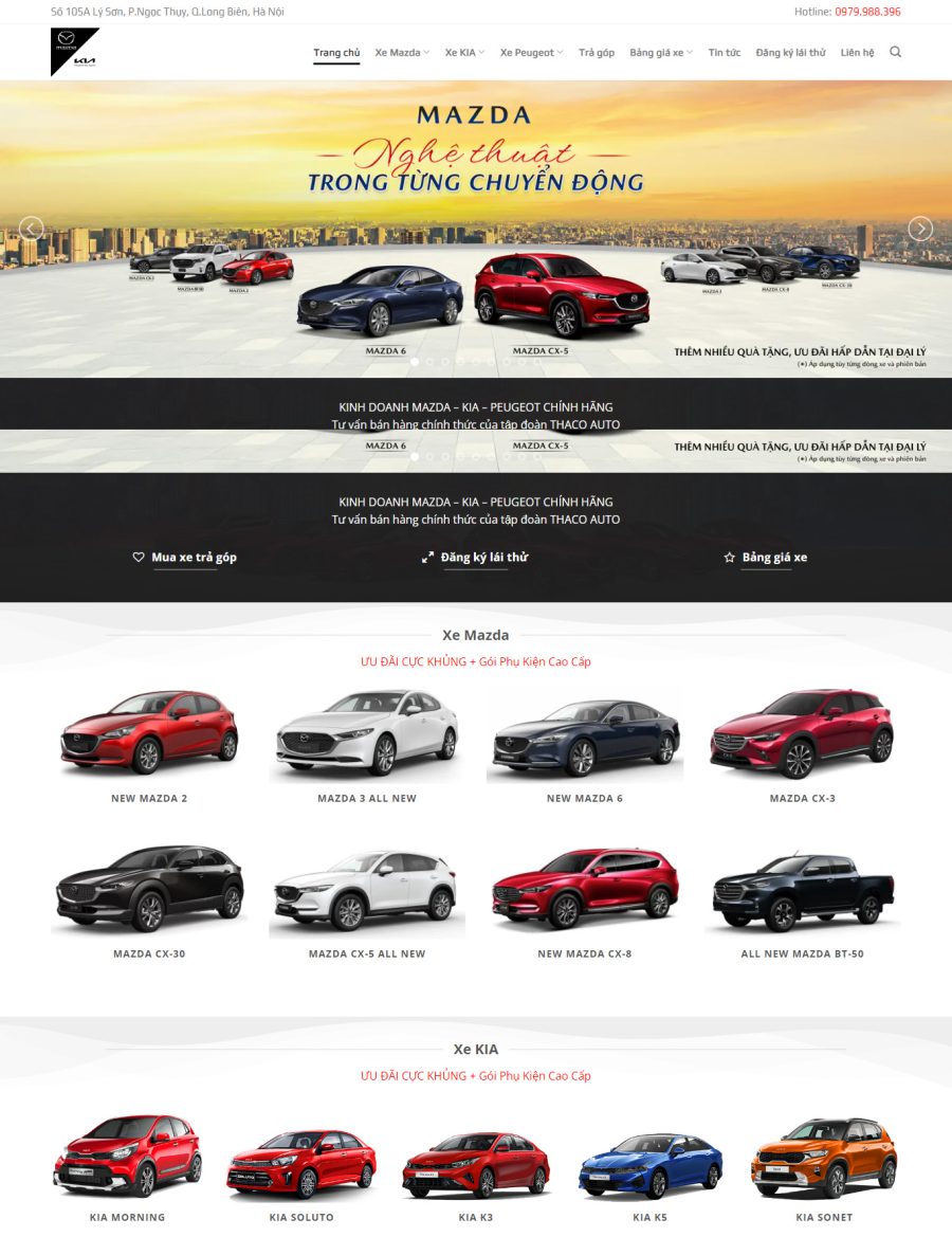 Giao diện mẫu web Mazda