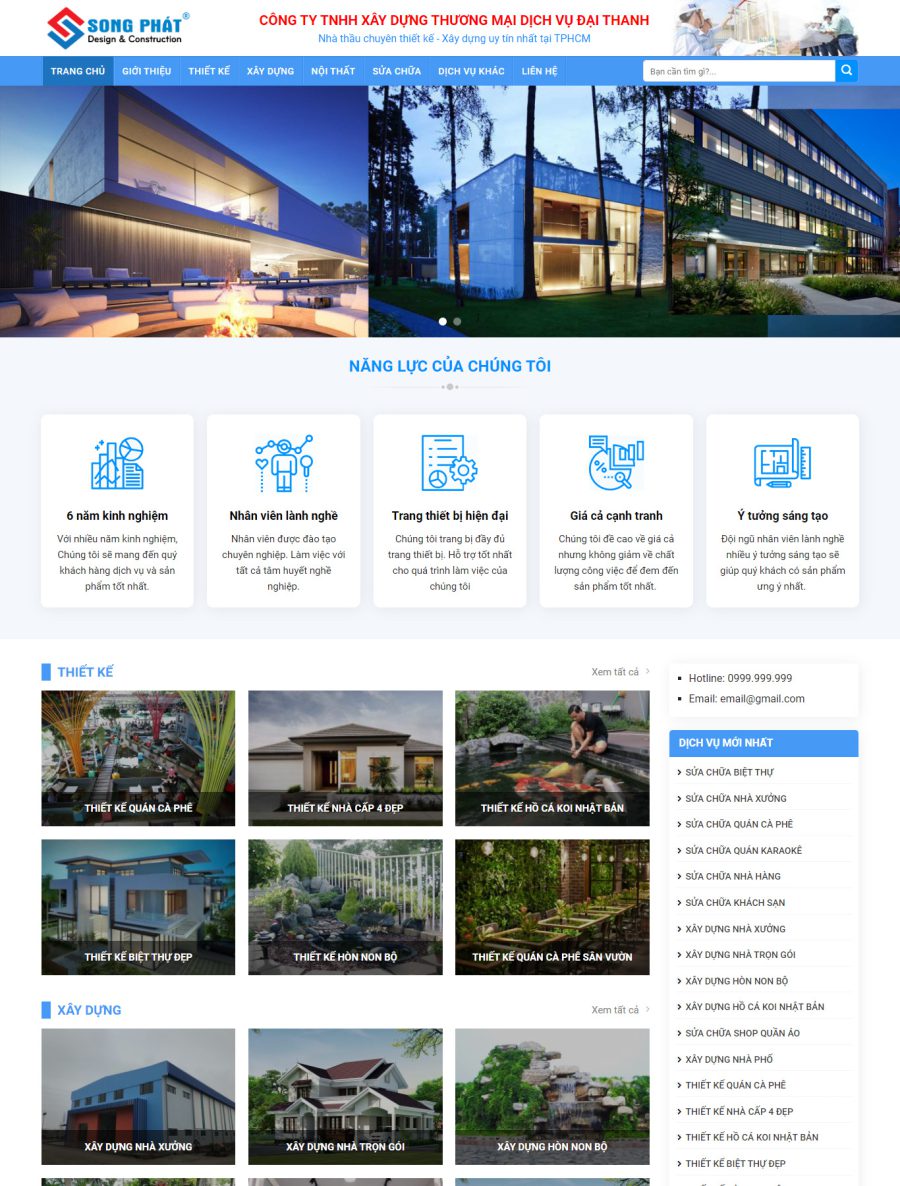 Mẫu Giao diện website Xây dựng - Thiết kế