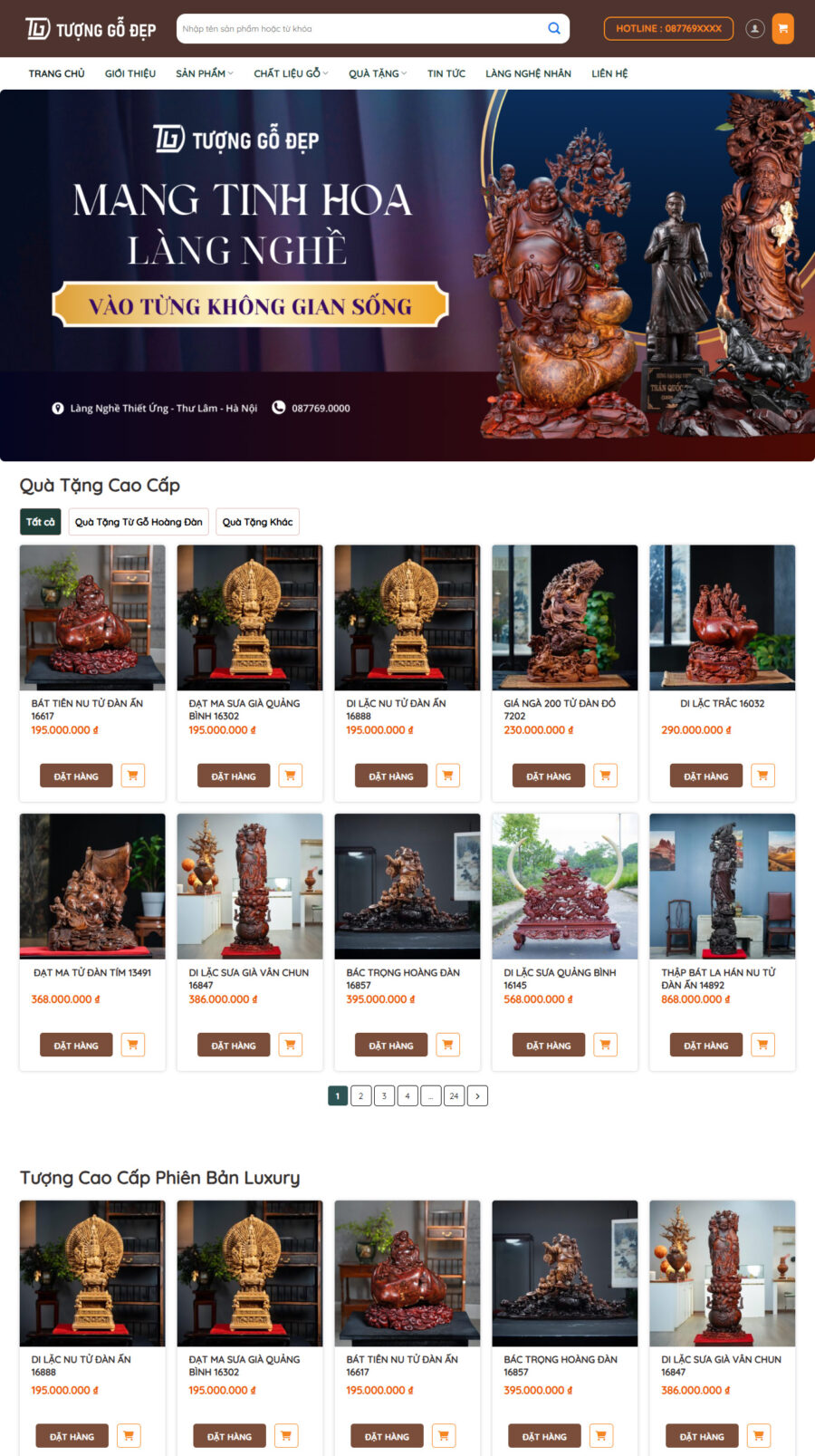 Theme WordPress tượng gỗ, nghề mộc WSR105