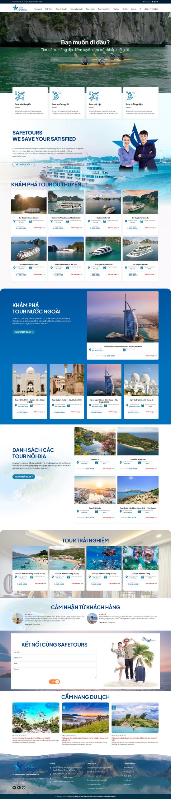 Mẫu giao diện website Theme wordpress bán tour du lịch vip