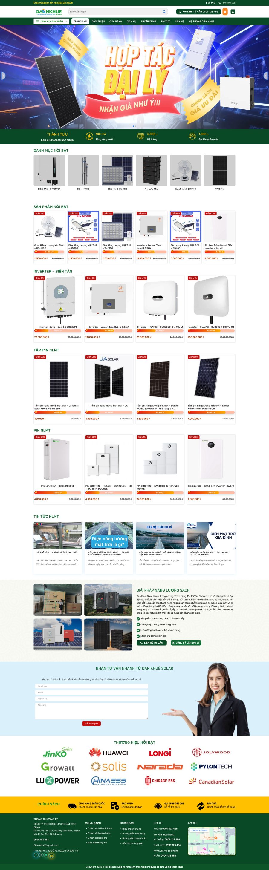 Mẫu giao diện website Theme wordpress công ty năng lượng mặt trời solar 4 tối ưu chuẩn Xanh