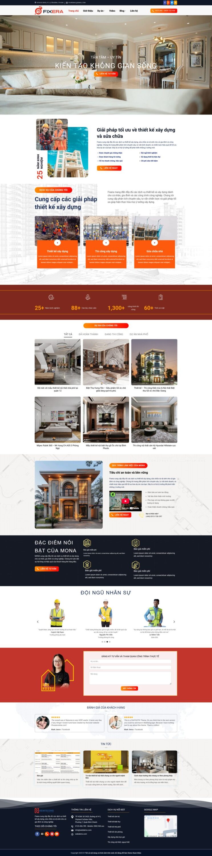 Mẫu giao diện website Theme wordpress kiến trúc xây dựng nhà đẹp