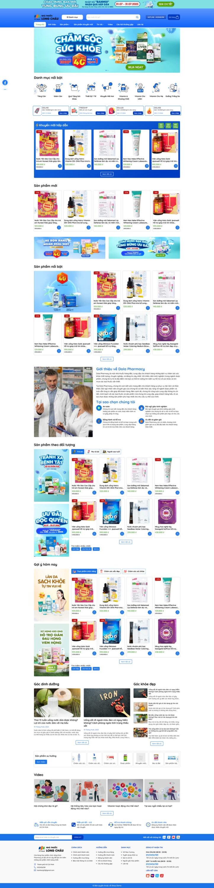 Mẫu giao diện website 
Theme wordpress nhà thuốc long châu fix 13-5-2025
