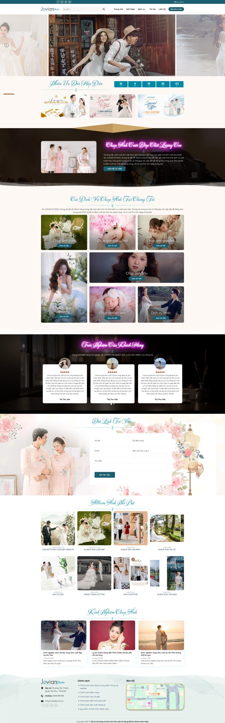 Mẫu giao diện website Theme wordpress tiệm chụp ảnh studio wedding 8 tối ưu chuẩn seo