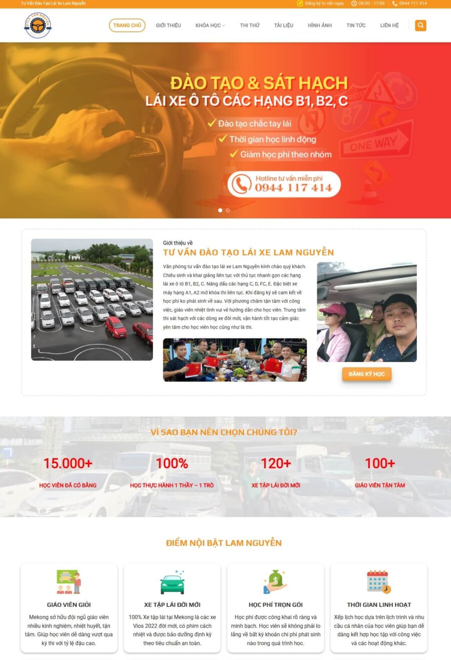 Theme WordPress tư vấn đào tạo lái xe WSR103