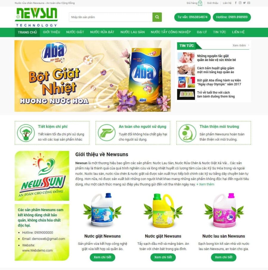 Theme wordpress bán nước giặt, bột giặt