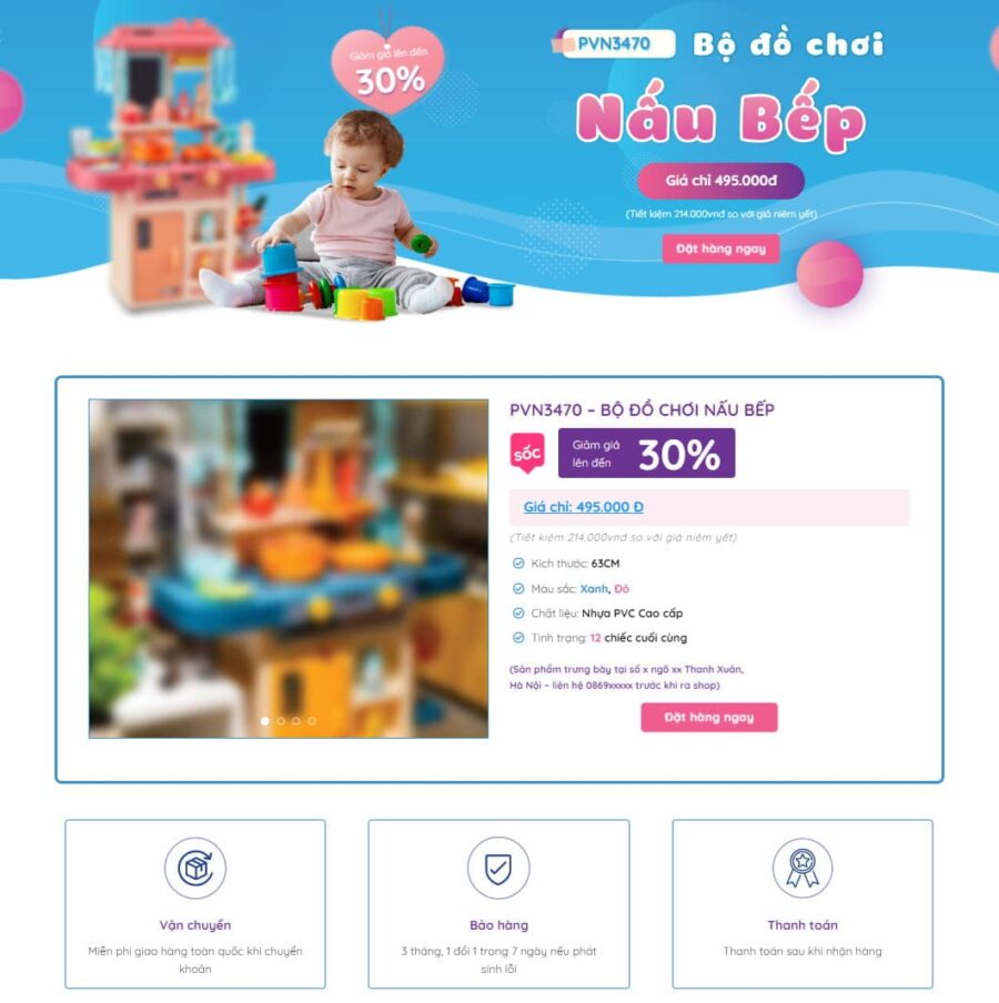 Theme wordpress landing page đồ chơi trẻ em