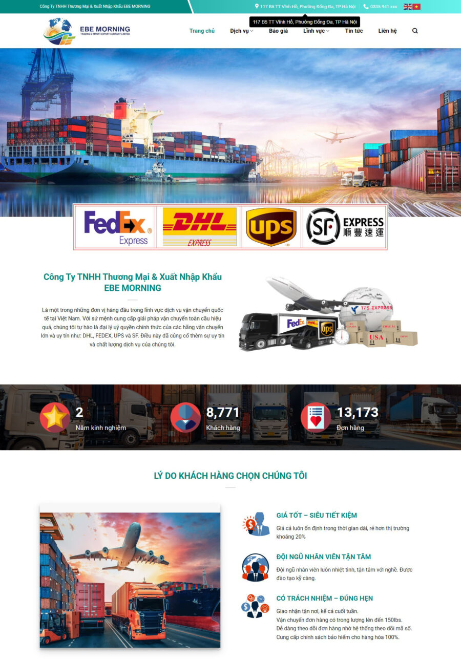 Theme WordPress Logistics dịch vụ vận chuyển quốc tế WSR34