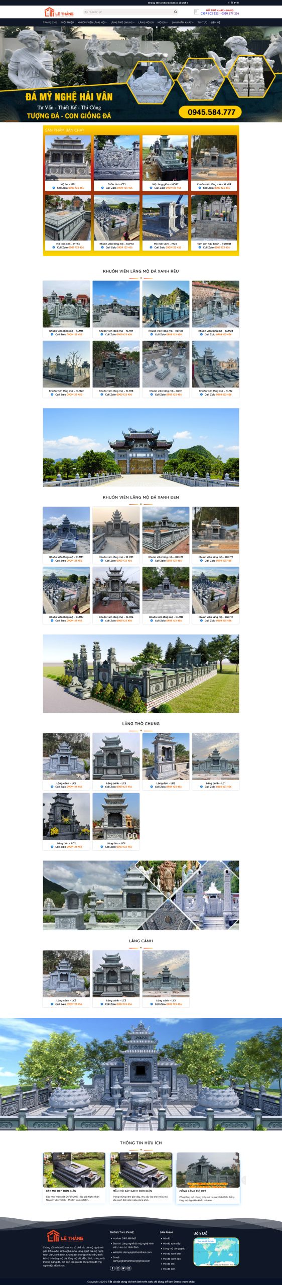 Mẫu giao diện website Theme WordPress Cơ Sở Làm Mộ Đá 3