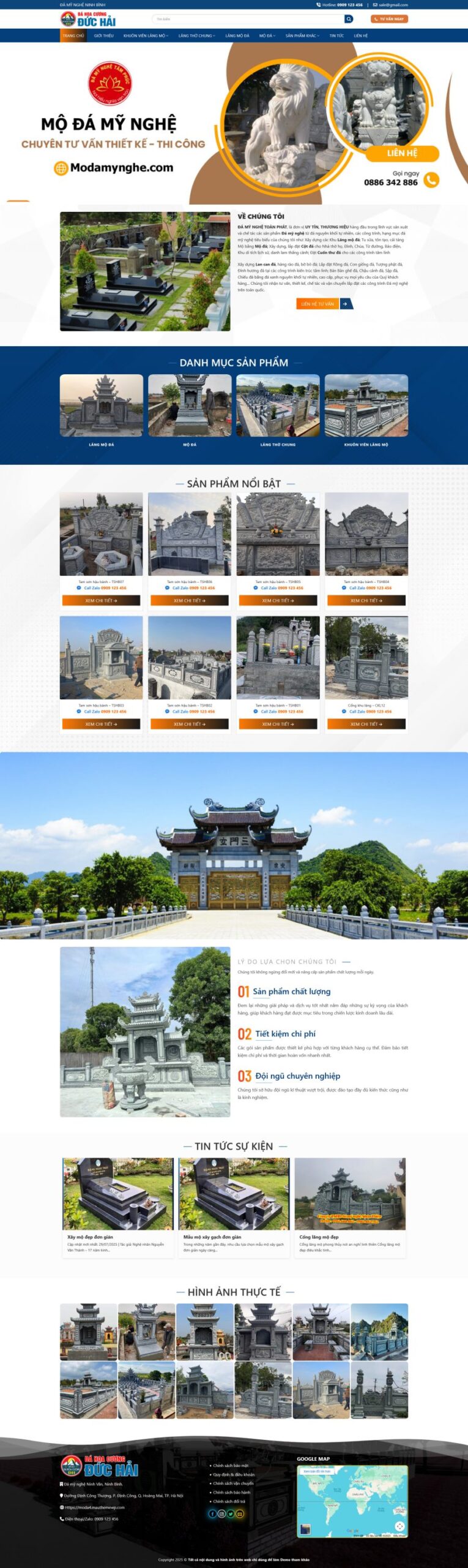 Mẫu giao diện website Theme wordpress mộ đá hoa cương 4