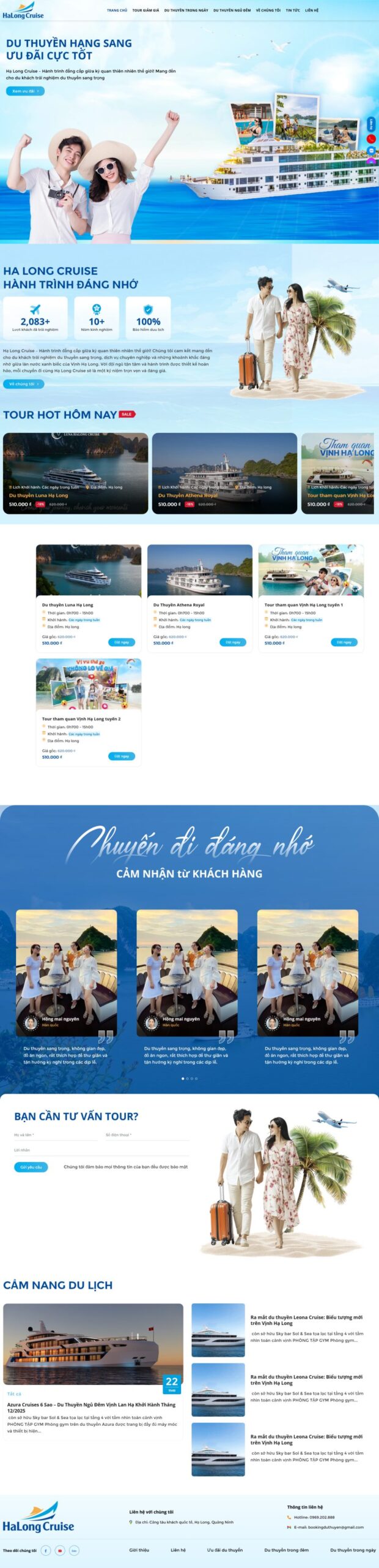 Mẫu giao diện website Theme WordPress Cho Thuê Du Thuyền Hạ Long