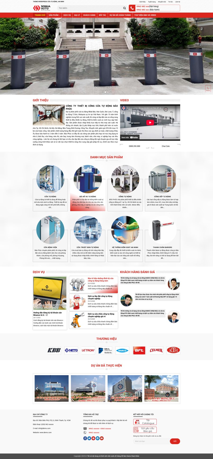 Mẫu giao diện website Theme WordPress công ty thi công & lắp đặt Cửa Tự Động