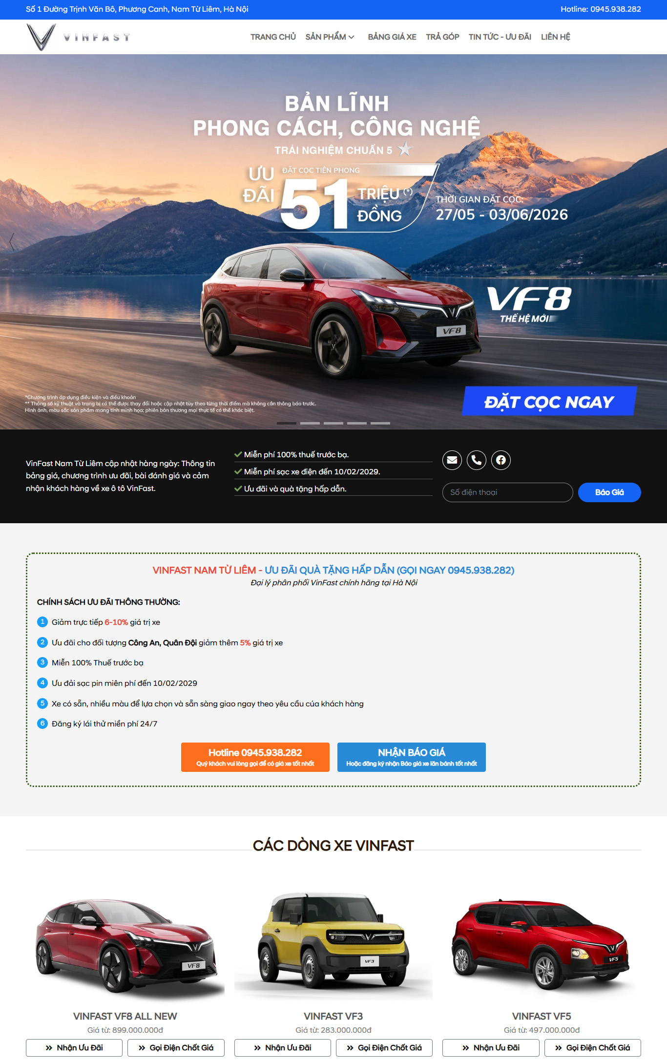 Mẫu giao diện website Theme wordpress bán xe vinfast WSR116
