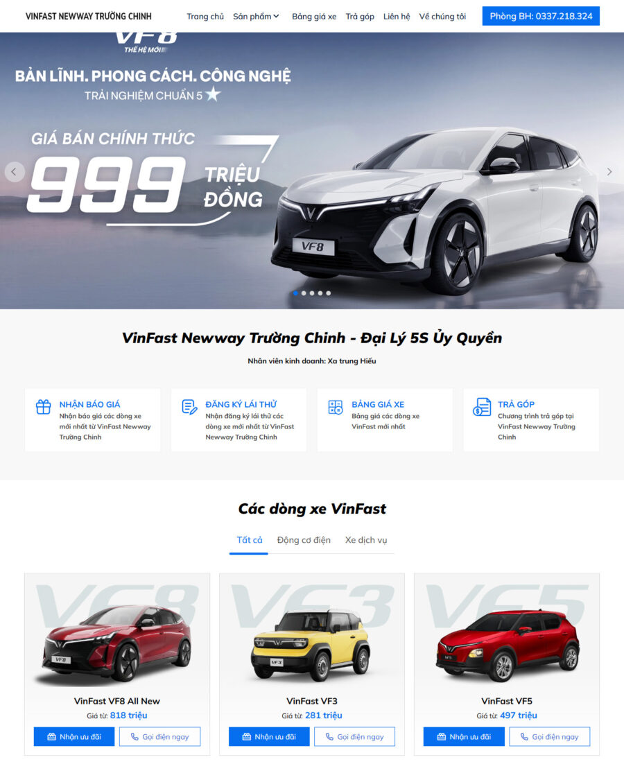Mẫu giao diện website Theme wordpress bán xe vinfast WSR117