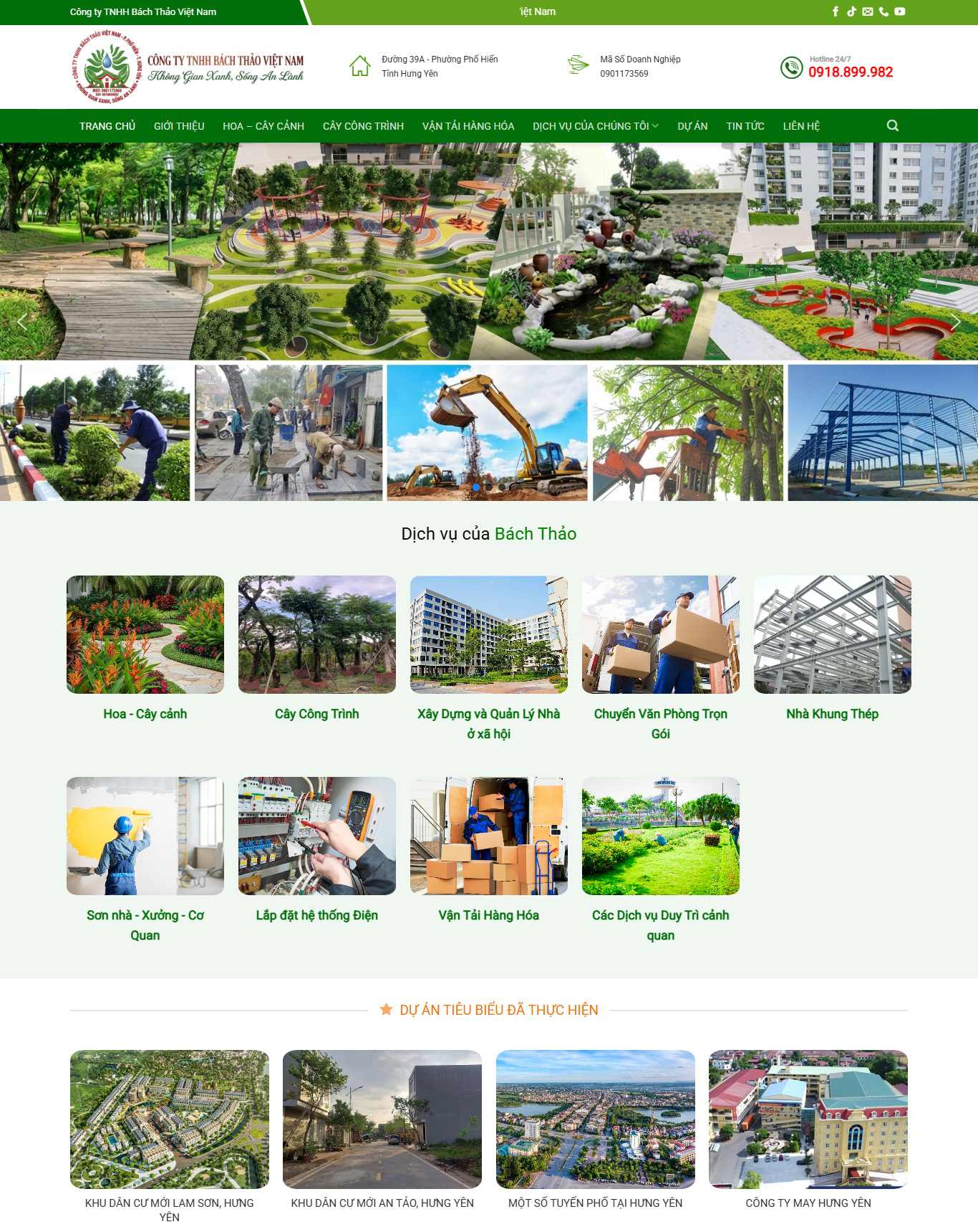 Mẫu giao diện website Theme WordPress cây xanh hoa công trình WSR114