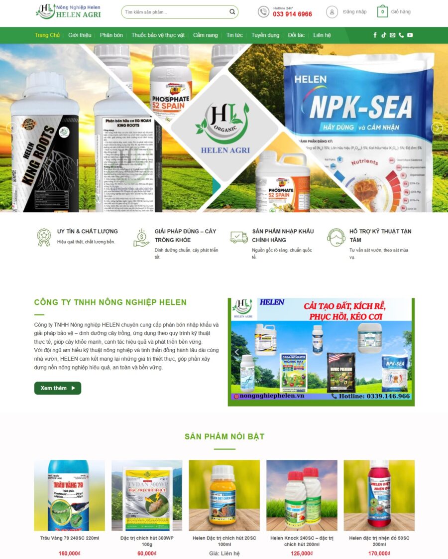 Theme WordPress Phân bón Thuốc bảo vệ thực vật WSR106