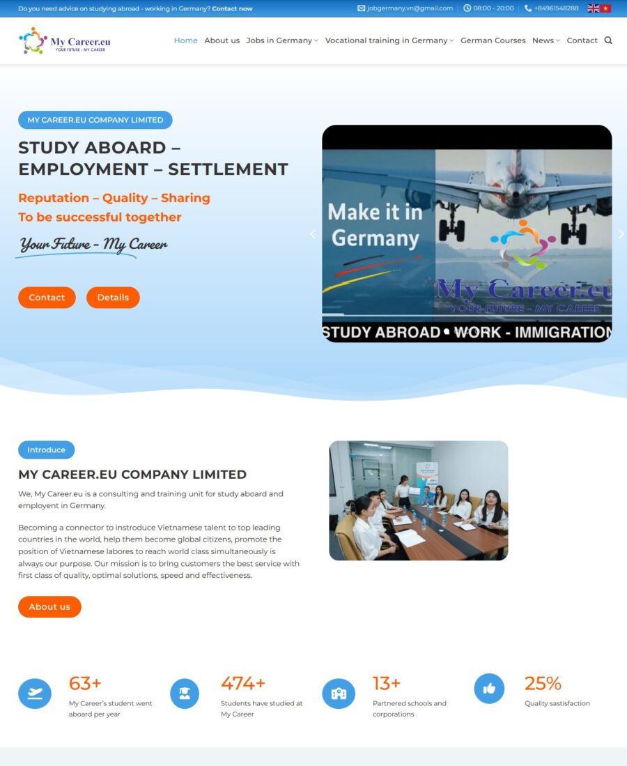 Mẫu giao diện website Theme wordpress du học Đức WSR114