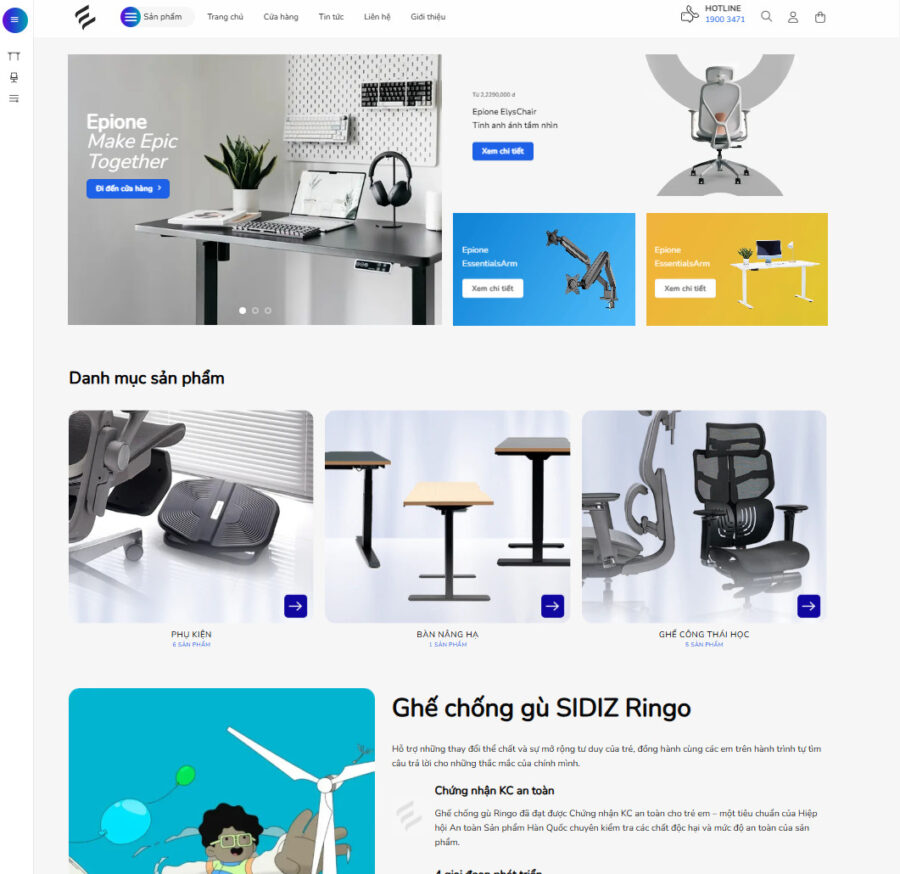 Mẫu giao diện website 
Theme wordpress bán ghế công thái học