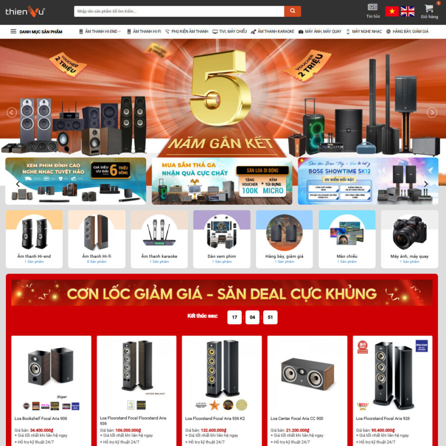 Mẫu giao diện website Theme wordpress bán sản phẩm audio âm thanh 01