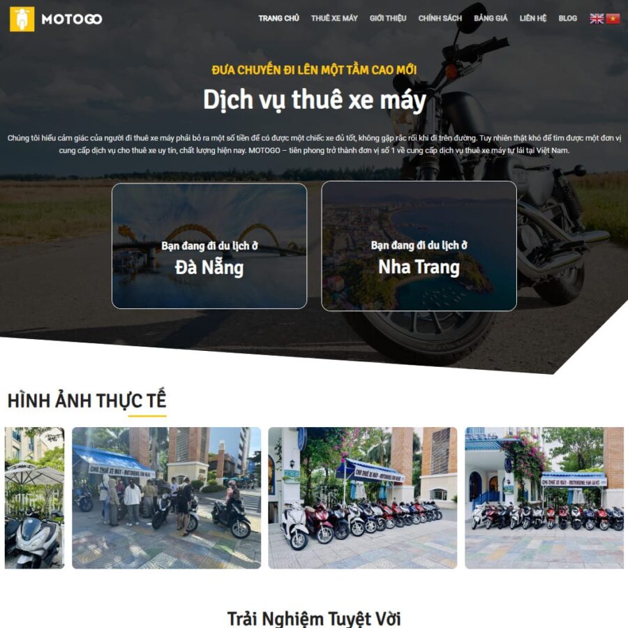 Mẫu giao diện website Theme wordpress cho thuê xe máy 01