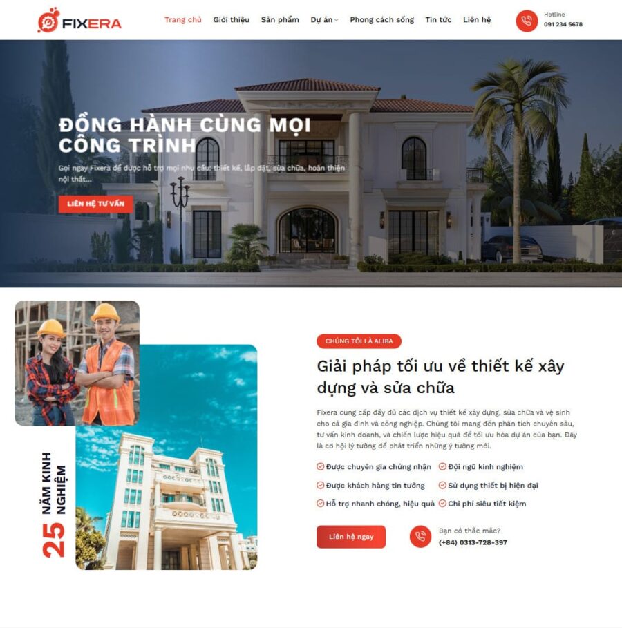 Mẫu giao diện website 
Theme wordpress kiến trúc 07