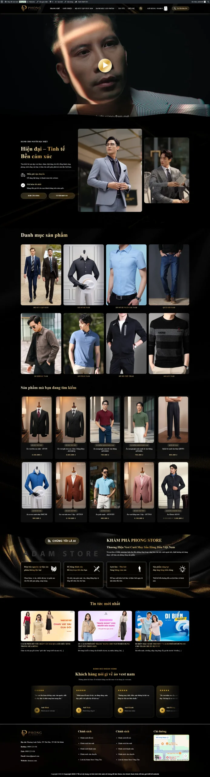 Mẫu giao diện website 
	Theme wordpress áo vest nam – sang trọng, lịch lãm, chuẩn ux quý ông