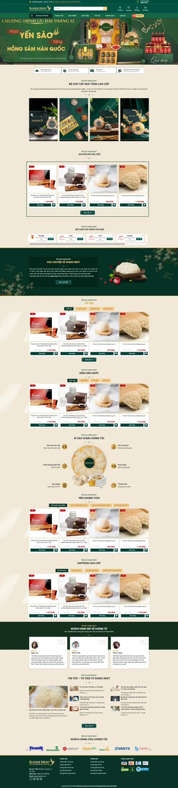 Mẫu giao diện website 
	Theme wordpress bán yến sào giao diện sang trọng, chuẩn SEO