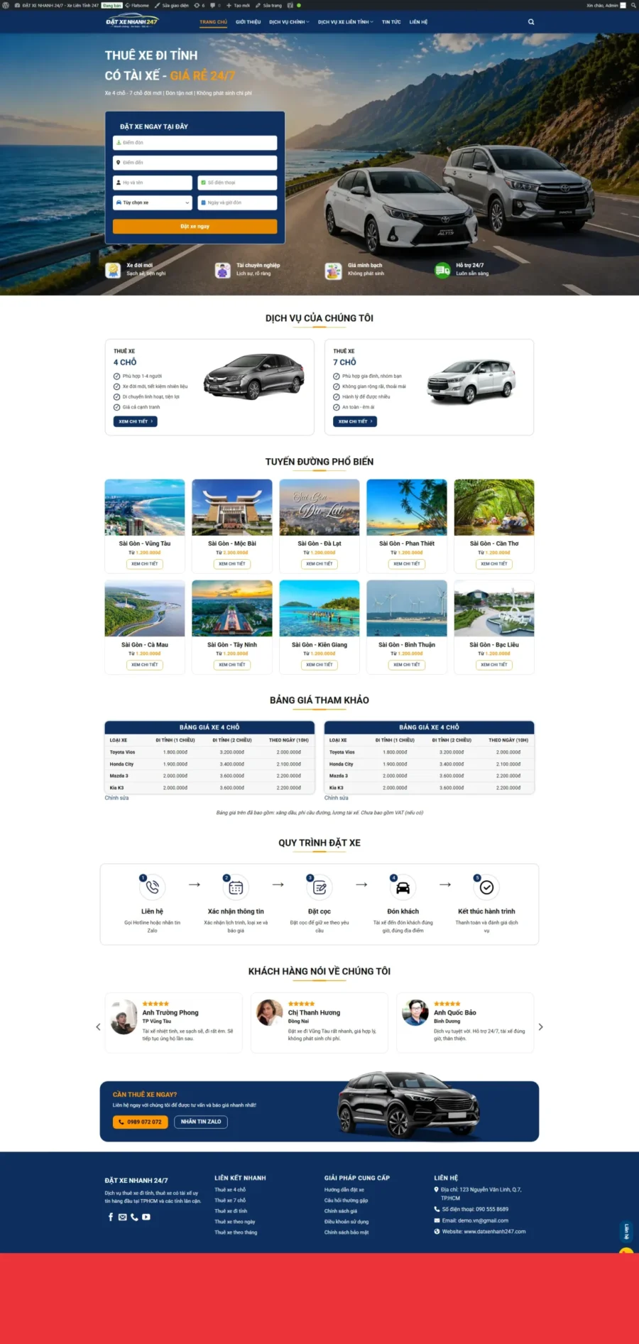 Mẫu giao diện website 
	Theme WordPress Dịch Vụ Taxi 247 – Giao Diện Chuyên Nghiệp Cho Hãng Taxi & Đặt Xe