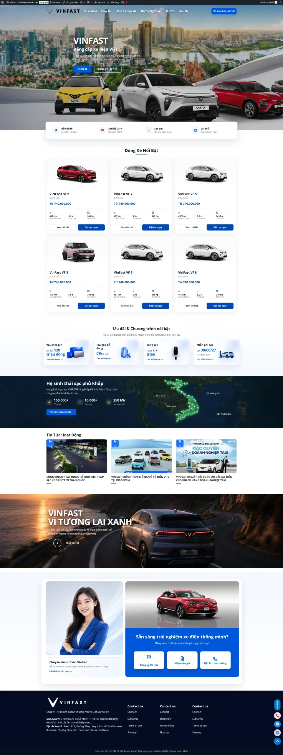 Mẫu giao diện website
Theme wordpress showroom VinFast chuyên nghiệp chuẩn seo