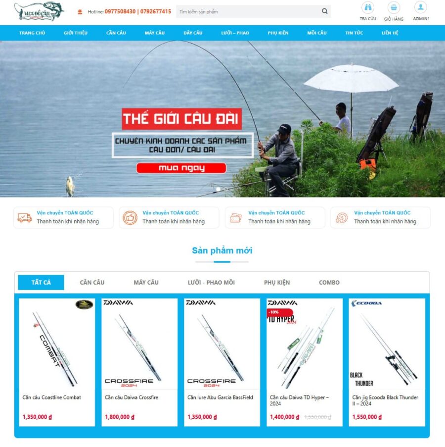 Mẫu giao diện website 
Theme wordpress bán đồ câu cá