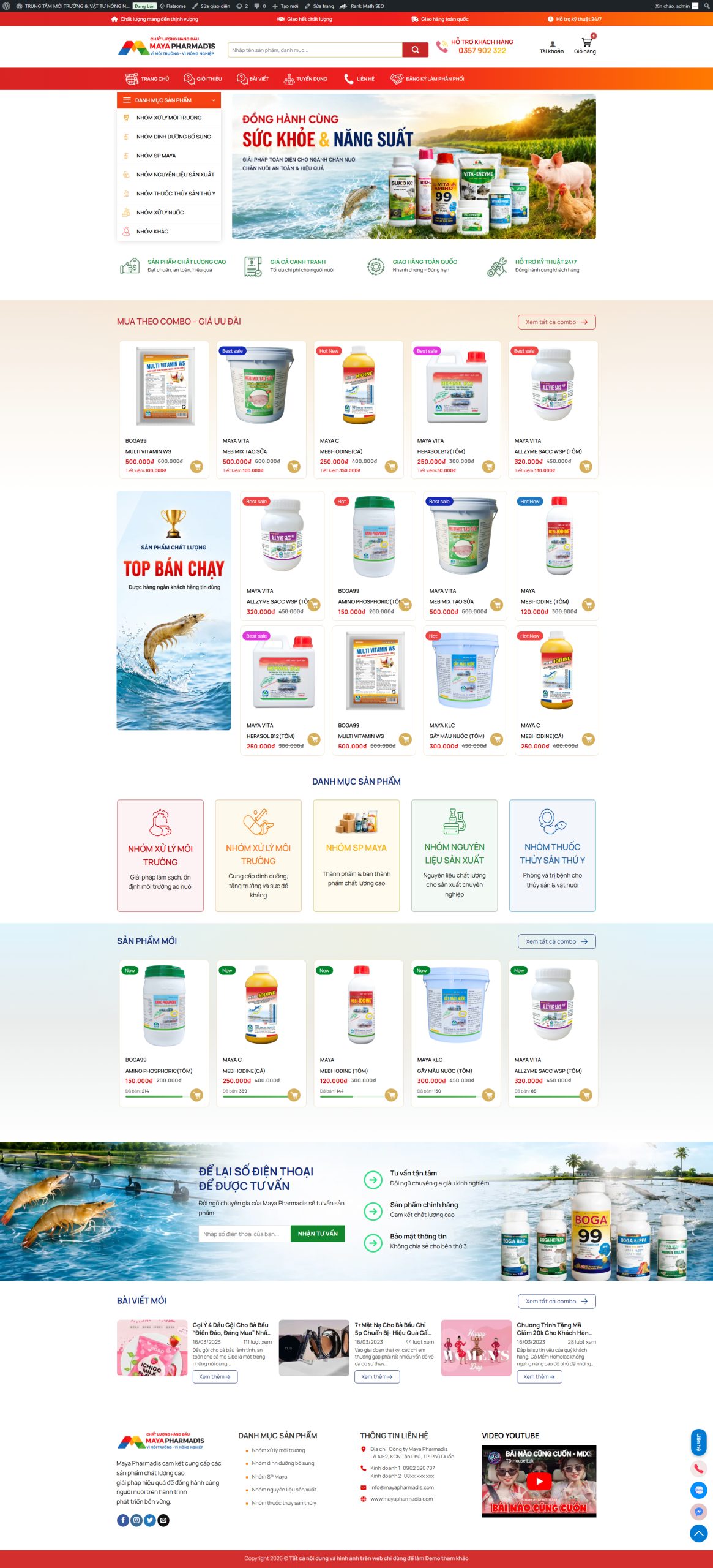 Mẫu giao diện website
Theme WordPress Bán Thuốc Thủy Sản, Gia Súc , Thú Y Chuẩn SEO