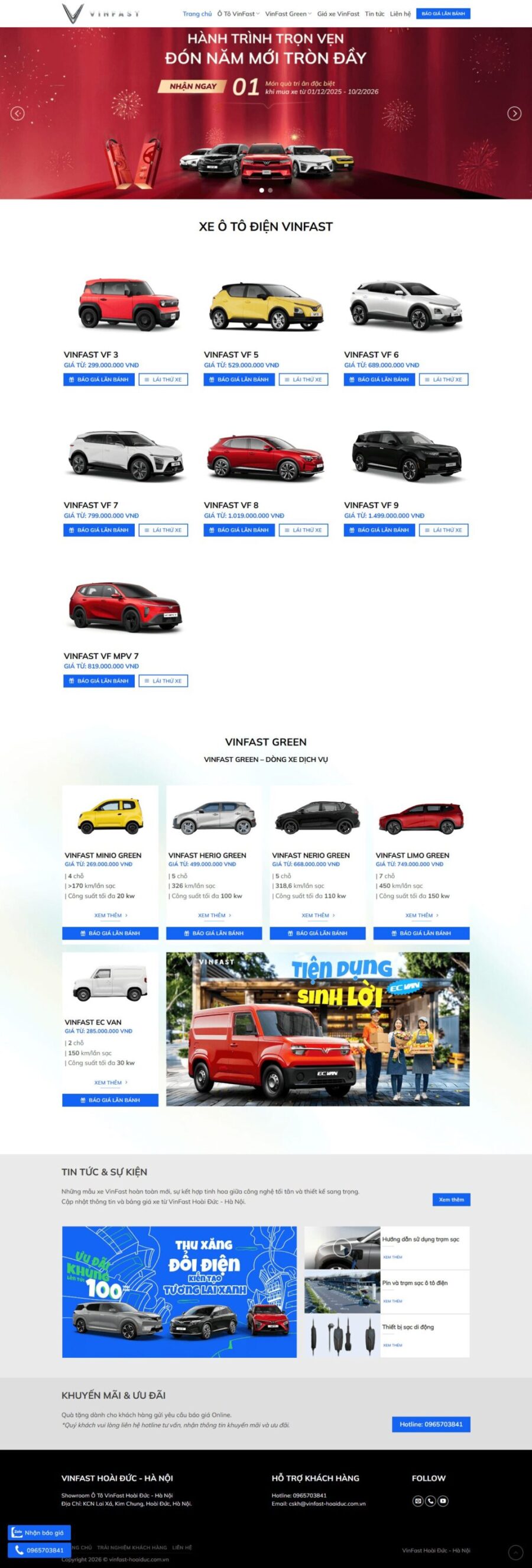 Mẫu giao diện website Theme wordpress bán xe vinfast WSR115