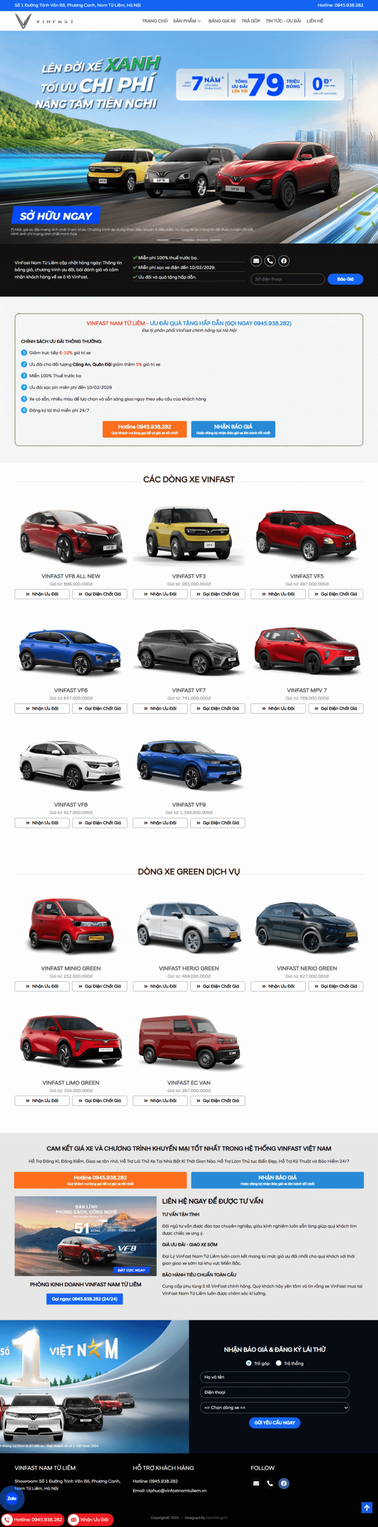 Mẫu giao diện website Theme wordpress bán xe vinfast WSR116