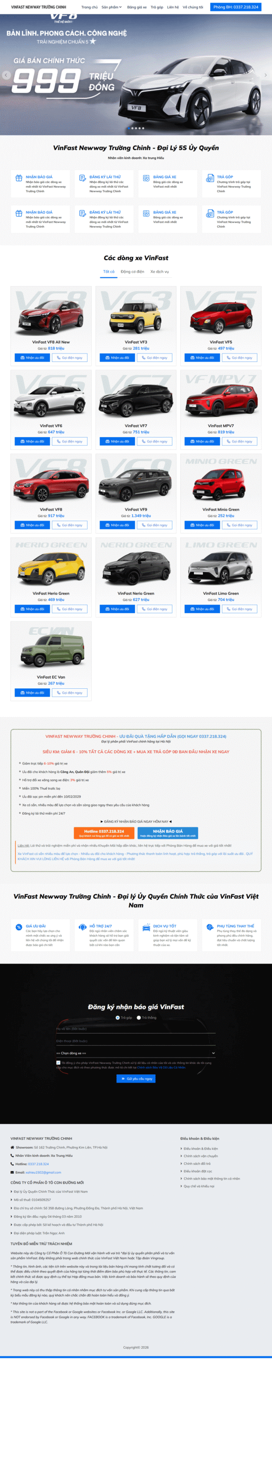 Mẫu giao diện website Theme wordpress bán xe vinfast WSR117