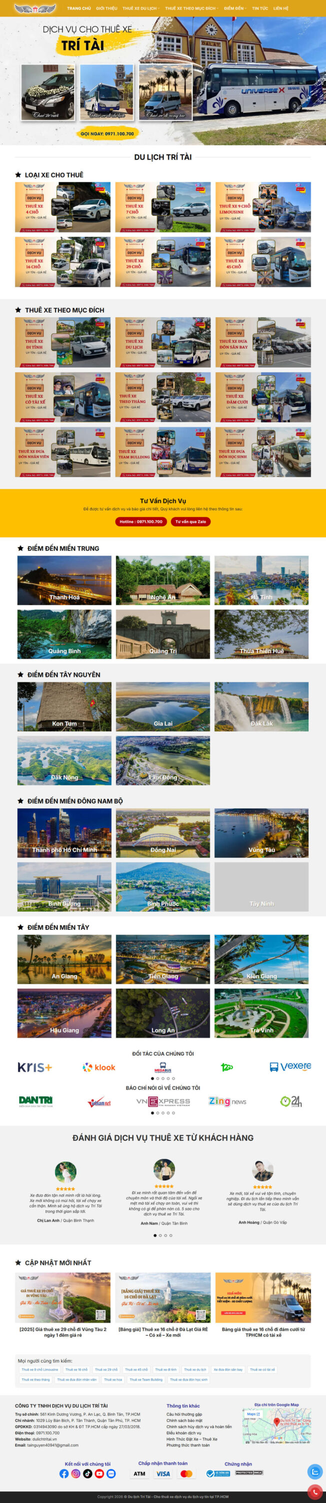 Mẫu giao diện website Theme WordPress Cho thuê xe dịch vụ xe du lịch WSR113