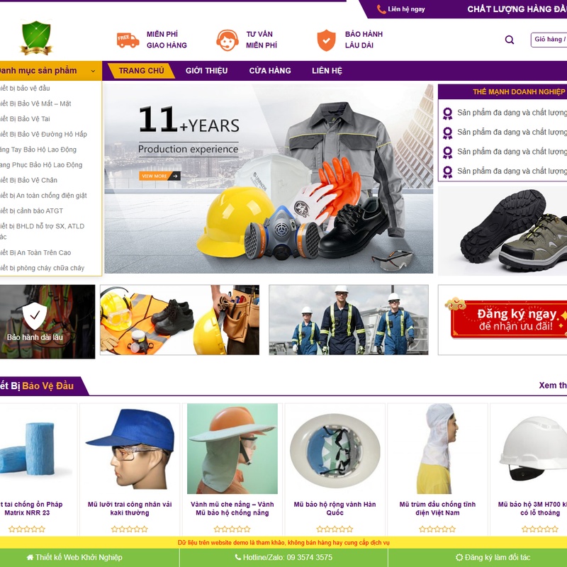 Mẫu giao diện website 
Theme wordpress thiết bị bảo hộ