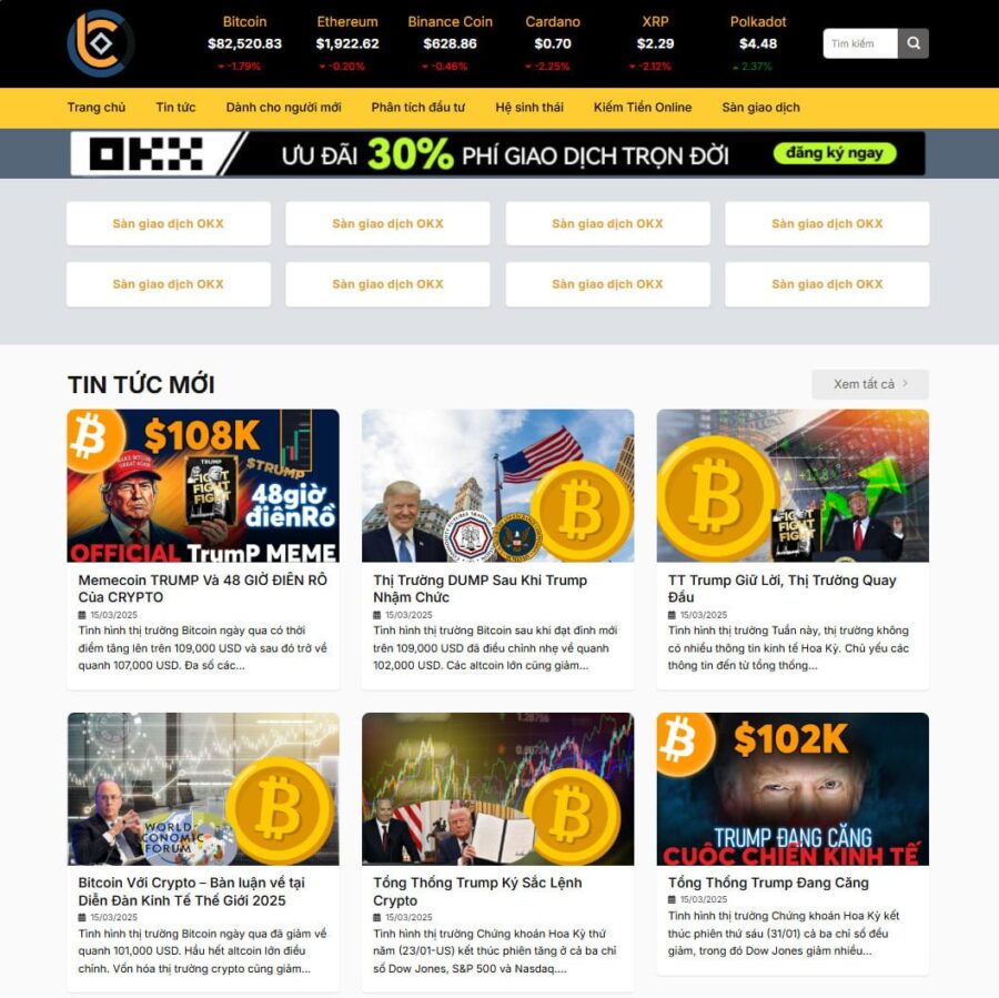 Mẫu giao diện website 
Theme wordpress tin tức blockchain, crypto, coin 03