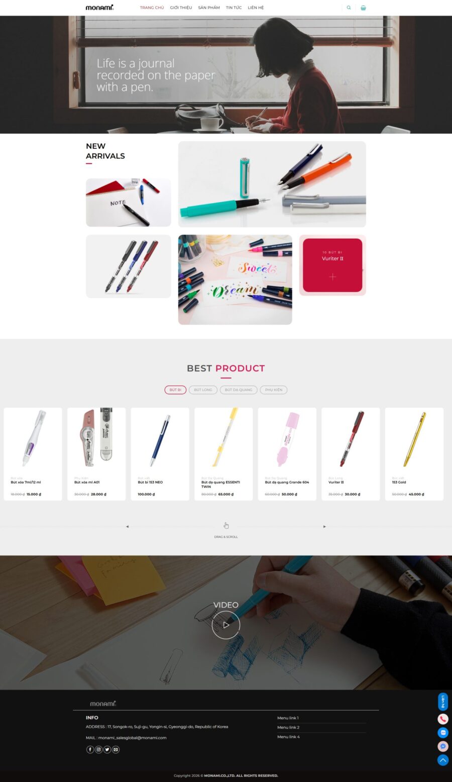 Mẫu giao diện website 
	Theme wordpress bán văn phòng phẩm bút viết cao cấp – Giao diện sang trọng