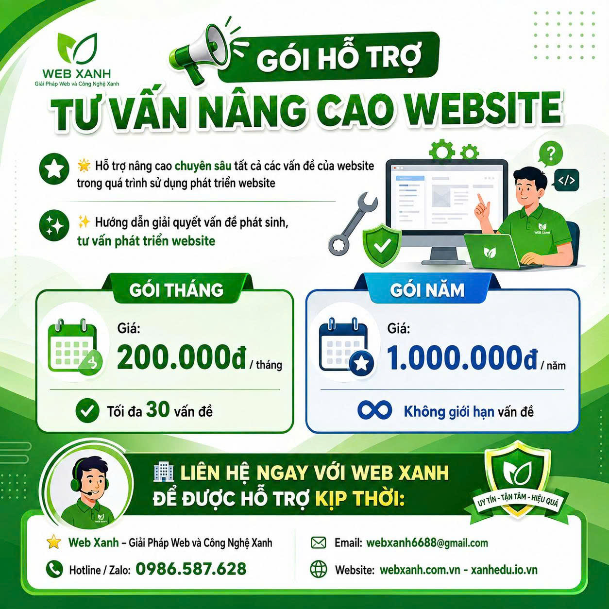 Gói hỗ trợ tư vấn nâng cao website
