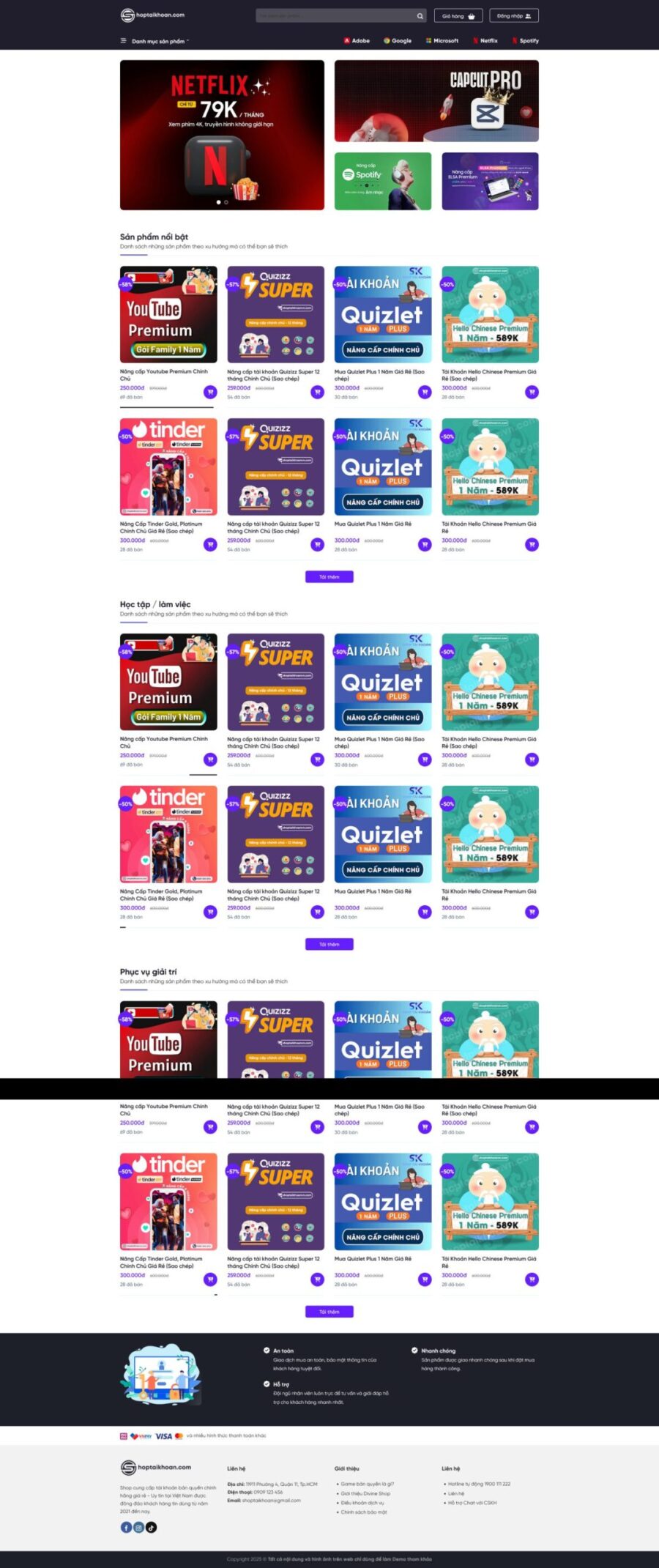 Mẫu giao diện website 
	Giao Diện Shop Bán Tài Khoản Tự Động: Tối Ưu SEO