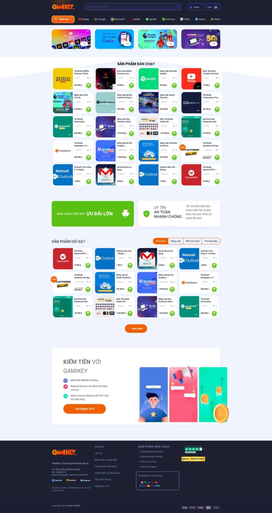 Mẫu giao diện website 
	Theme WordPress Bán Sản Phẩm Số Hiện Đại Chuẩn SEO 2026