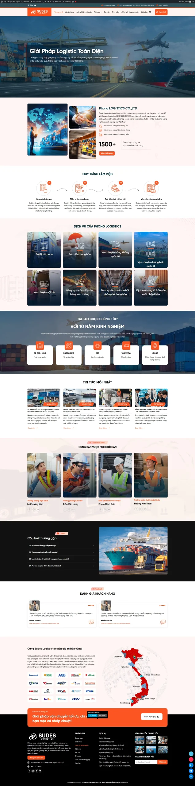 Mẫu giao diện website 
	Theme WordPress Logistics vận tải quốc tế – Giao diện chuyên nghiệp, chuẩn SEO