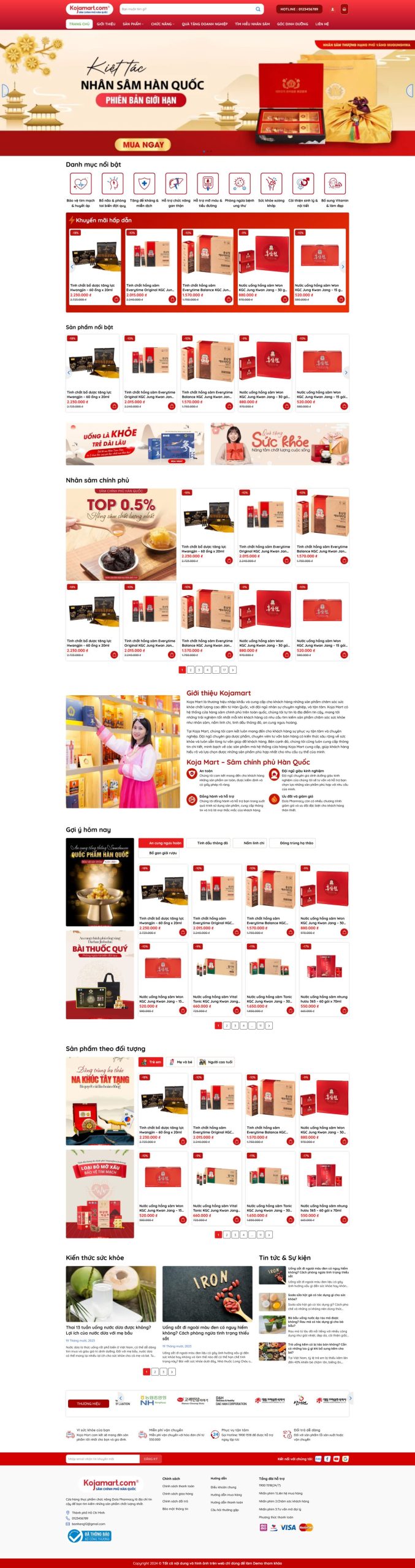 Mẫu giao diện website 
	Theme WordPress Sâm Hàn Quốc Sang Trọng Chuẩn SEO 2026