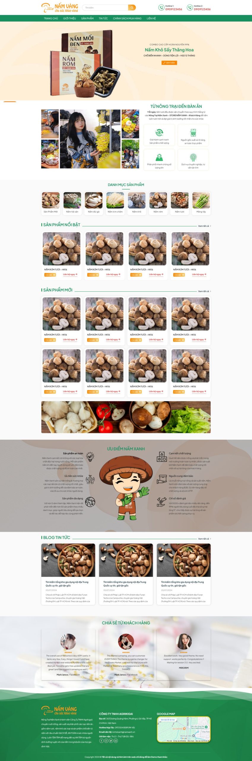 Mẫu giao diện website 
	Theme wordpress trại nấm sạch – giao diện nông nghiệp công nghệ cao