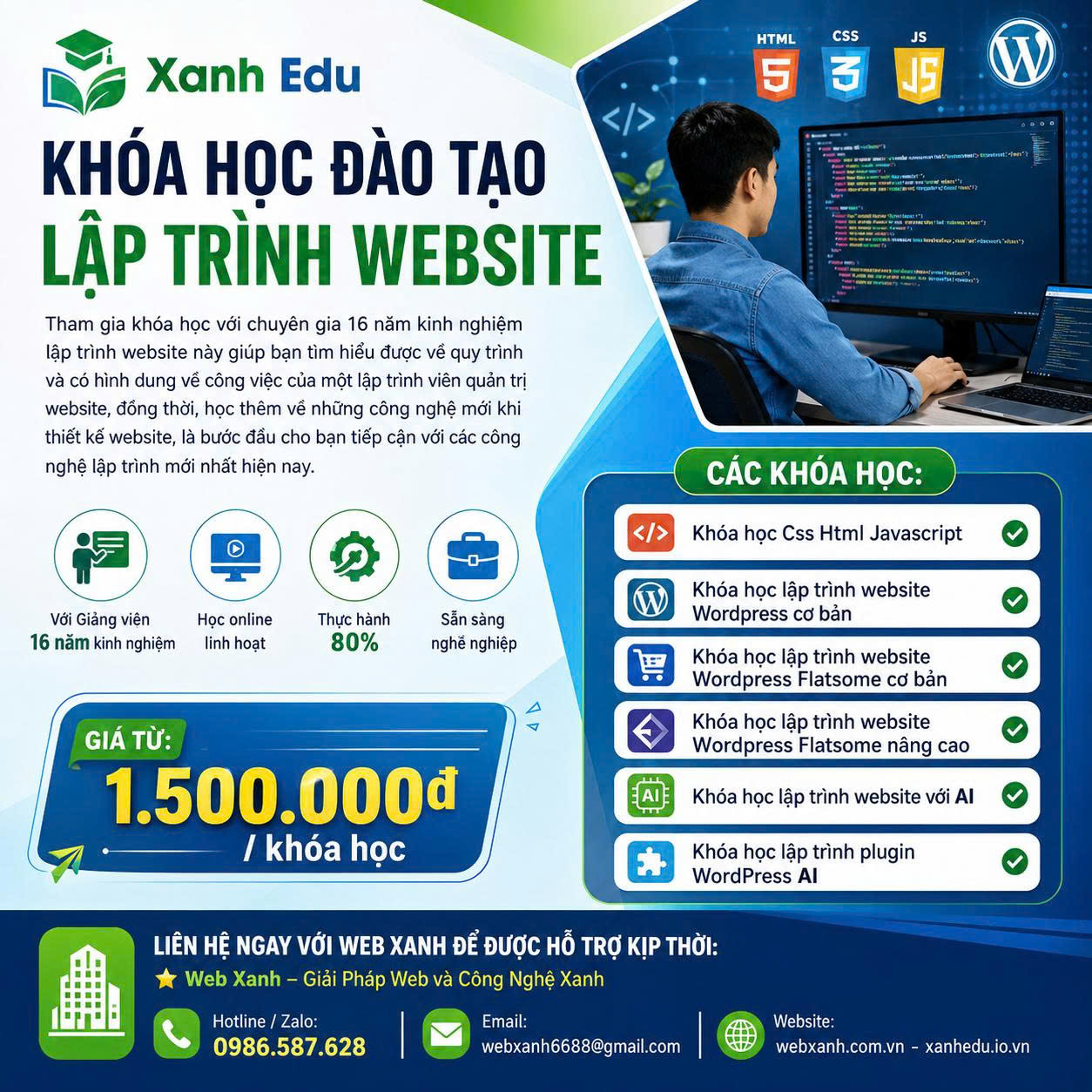 Xanh Edu - Khóa học đào tạo lập trình website